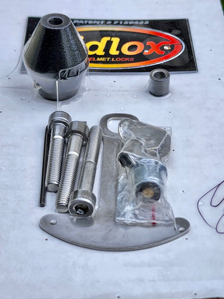 LIDLOX MOTORCYCLE HELMET LOCK 2003-B, Single, Black, 6mm Metric Bolt - NEW