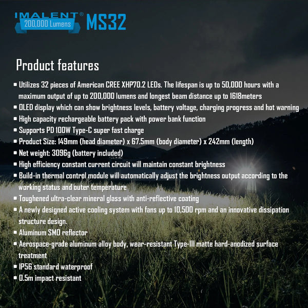 Imalent MS32 - World's Brightest Production Flashlight